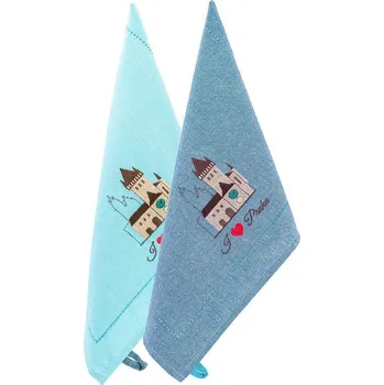 Utěrka giftycity Utěrka - PRAHA - orloj sv.modrá/tm.modrá - 2ks velikost:: 50x70 cm - 2ks