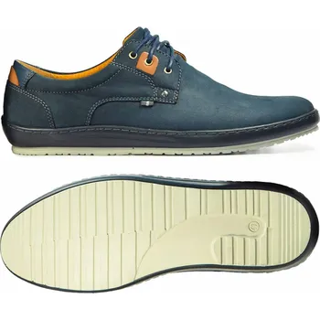 Pánské polobotky Pánské kožené polobotky na šněrování, tmavě modré, velikost 46