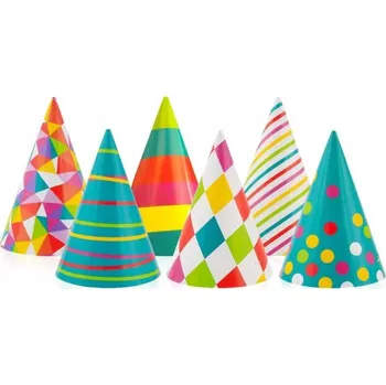 Party dekorace Papírové narozeninové čepičky Godan ZM2300/6 6 kusů