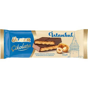 Čokoláda Ülker Istanbul mléčná čokoláda s lískooříškovou náplní s kadayif a baklavou 93 g
