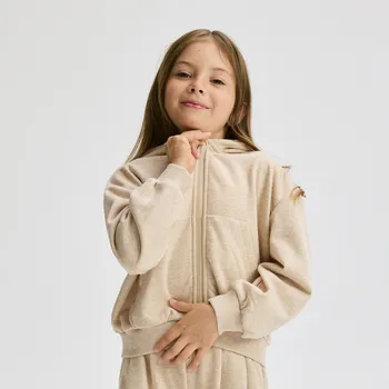 Dětská móda Reserved - Mikina s&nbsp;kapucí - béžová - 242FA-08M - 242FA-08M-158