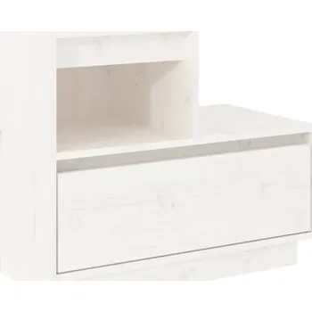 Noční stolek Bílá noční stolek z masivního borovicového dřeva 60 x 34 x 51 cm