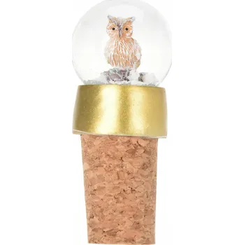 Zátka na víno do láhve SNĚHOVÁ KOULE vánoční JAKO DÁREK sova