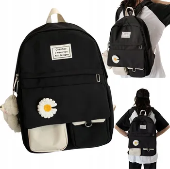 Školní batoh ŠKOLNÍ BATOH PRO DÍVKU TEENAGERKU DÁMSKÝ A4 ČERNÝ S MEDVÍDKEM