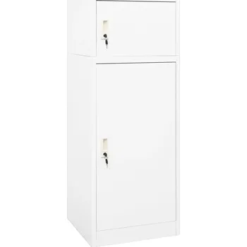 Šatní skříň Bílá skříň na sedlo z oceli, 53 x 53 x 140 cm, se 2 uzamykatelnými dveřmi