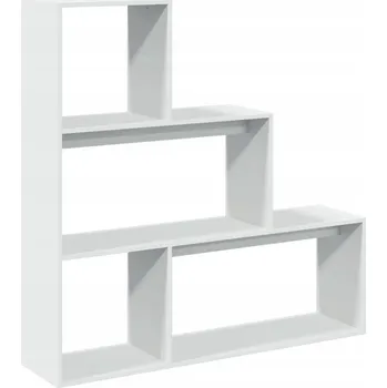 Knihovna Třípatrový regál / police, bílý, 123 x 29 x 123 cm
