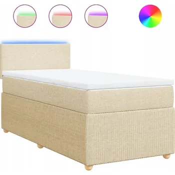 Postel Kontinentální postel 200x80 cm krémová s matrací a LED osvětlením