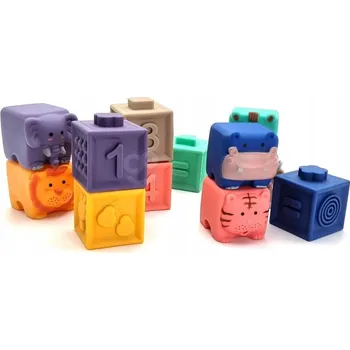 ostatní stavebnice Stavebnice kostky Doris gumová zvířata 12 ks pro děti 6 m +