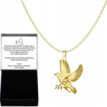 Náhrdelník Pozlacený Náhrdelník Holubice s Hostií Gravírování