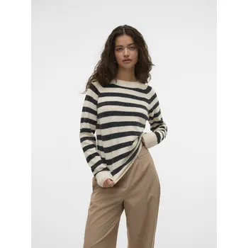 Dámská móda Vero Moda lehký svetr pruhovaný Doffy černo-krémový Velikost: XL