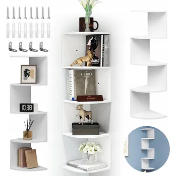 police ZÁVĚSNÁ ROHOVÁ POLICE SKŘÍŇKA NA KNIHY BÍLÁ JEDNODUCHÁ