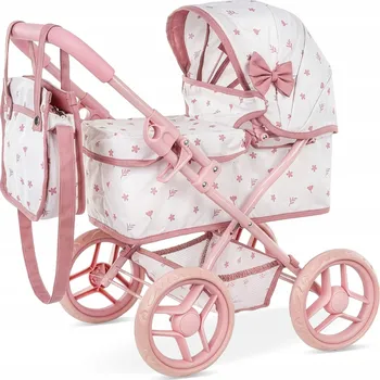 Kočárek pro panenku KOČÁREK PRO PANENKY KINDERPLAY HLUBOKÝ S KORBIČKOU, TAŠKA, SKLÁDACÍ, KOŠÍK