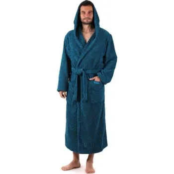 Pánský župan Unisex župan Vestis Athena 3116 petrolejový s kapucí zelená L