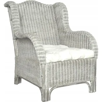 Pohovka Šedá pohovka z přírodního ratanu s polštářem, 86,5x66x89 cm