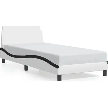 Postel Rám postele s čelo postele, bílo-černá, 218 x 95 x 74,5 cm