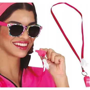 Party dekorace Píšťalka Růžová k Zavěšení s Pírkem Párty Narozeniny Rozlučka Se Svobodou