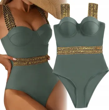 Dámské plavky Safírové jednodílné plavky zelené barvy velikosti L