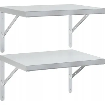 police Stříbrná nástěnná police 50 x 40 x 3 cm z nerezové oceli