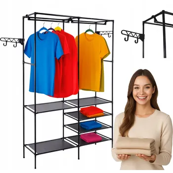 Věšák VĚŠÁK NA OBLEČENÍ STOJACÍ STOJAN LOFT ČERNÝ VĚŠÁKY PODLAHOVÝ ŠATNA