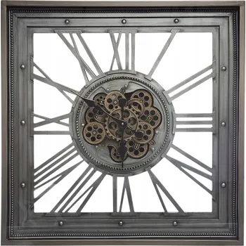 Hodiny NÁSTĚNNÉ HODINY ČTVERCOVÉ ozdobné ozubené kola 80x80 cm