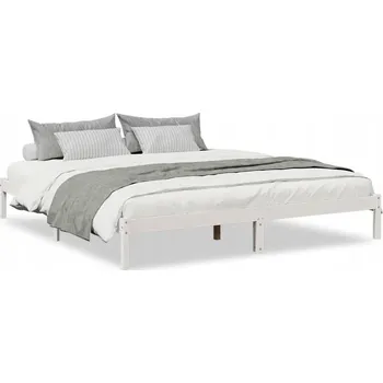 Postel Dřevěná postel borovice bílá 225,5 x 185,5 x 31 cm