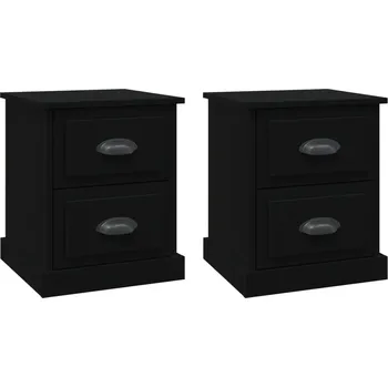 Noční stolek Černé noční stolky 39 x 39 x 47,5 cm, 2 zásuvky, dřevotříska