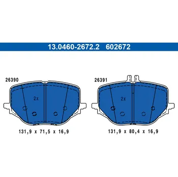 Brzdová destička Sada brzdových destiček, kotoučová brzda ATE 13.0460-2672.2