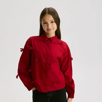 Dívčí oblečení Reserved - Krátká košile s mašličkami - červená - 451FW-33X - 451FW-33X-122