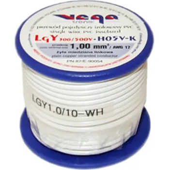 elektrický kabel Kabel LGY/H05V-K 1,00 mm2, 10 m, bílý