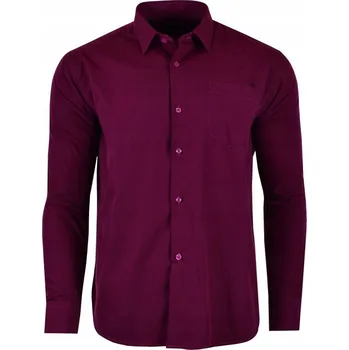 Pánská košile 48/49 HLADKÁ KOŠILE ŠVESTKOVÁ DLOUHÝ RUKÁV VELKÁ