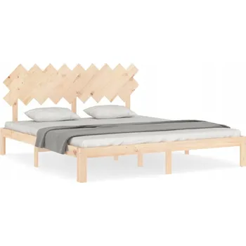 Postel Dřevěná postel z borovicového dřeva 203,5 x 183,5 x 80,5 cm, neošetřená, velikost 6FT (King Size)