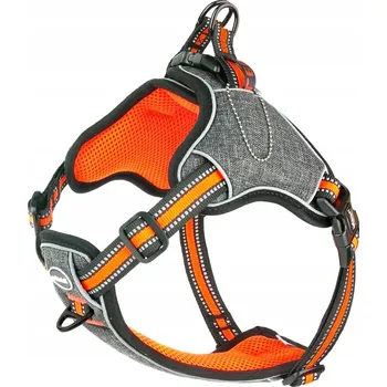 Postroj pro psa Postroj pro psa oranžovo-šedý prodyšný reflexní velikost L
