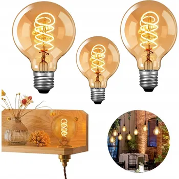 Žárovka LED žárovka E27 filament 4W Edison dekorativní G80 ozdobná velký závit 3ks