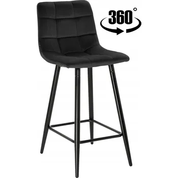 Barová židle Barová Židle nízký, barová židle velvet s opěradlem černá otočná TORE-S 65 cm