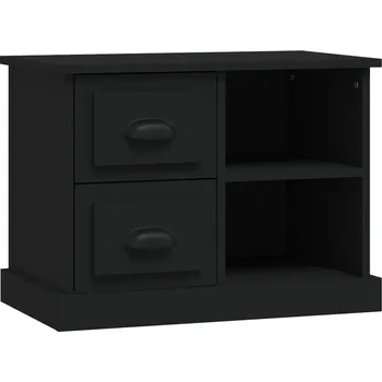 Noční stolek Černý noční stolek se 2 zásuvkami, 60 x 35,5 x 45 cm