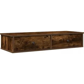 police Nástěnná police se zásuvkami, kouřový dub, 100 x 37,5 x 19 cm