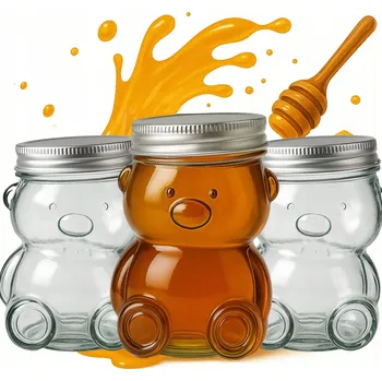 Sklenice 24X Mini skleněná zavařovací sklenice MEDVÍDEK 80 ml se šroubovacím uzávěrem na MED DŽEM LIKÉR LIKÉRY