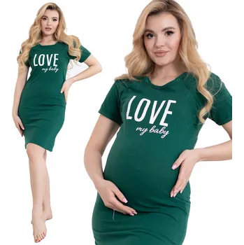Dámská noční košile TĚHOTENSKÉ KOŠÍLKO NA KOJENÍ FORMOMMY LOVE S DRUKY LAHVOVĚ ZELEŇ XL