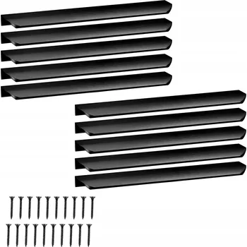 Nábytkové kování Nábytková Úchytka Hranová Moderní Hliníková Černá Matná 276 mm 10 KS