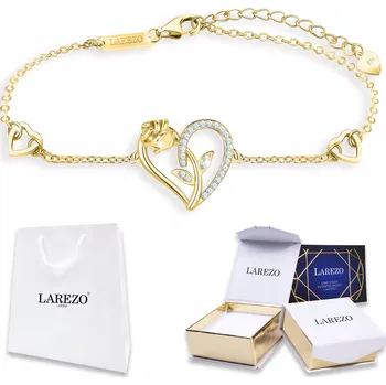 Náramek Zlatý náramek Květ Života Růže Srdce Srdíčko se Zirkony STŘÍBRO 925