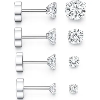 Náušnice Ocelové náušnice zirkon - 3 mm