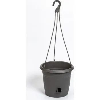 Květináč Plastia Samozavlažovací květináč s plastovým závěsem Siesta ø 30 antracit