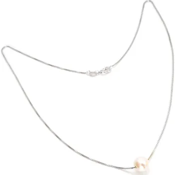 Náhrdelník Stříbrný náhrdelník perla - bílá - S prodlužovacím řetízkem
