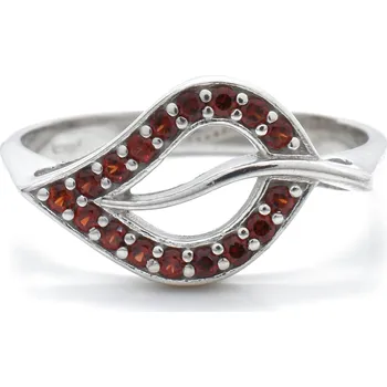 Prsten Stříbrný prsten s lístkem - český granát Amalfi - 61, Rhodiování