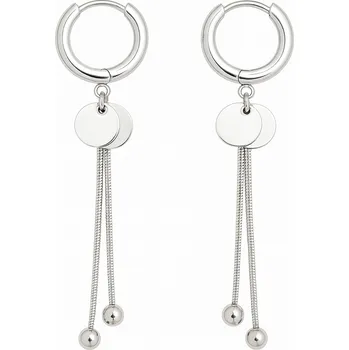 Náušnice Stříbrné kruhové náušnice s přívěsky a kuličkami