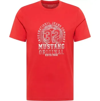 Oblečení a móda Velké pánské tričko Mustang 1016859-7270 s krátkým rukávem a velkým potiskem červené (4XL)
