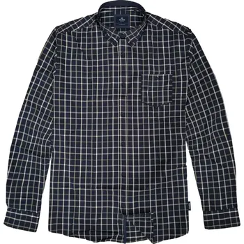 Pánská košile Velká pánská kostkovaná košile s dlouhým rukávem Double Urban Outfitters GS-5132 tmavě modro-bílá (7XL)