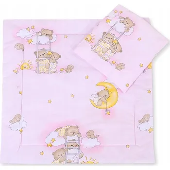 Povlečení POVLEČENÍ DO KOČÁRKU S VÝPLNÍ, PEŘINKA A POLŠTÁŘ - MEDVÍDCI NA RŮŽOVÉM