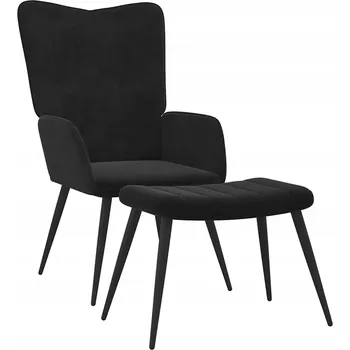 Křeslo Křeslo s podnožkou černé 61x70x96,5 cm - samet/ocel