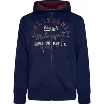 Pánská mikina Velká pánská rozepínací mikina s kapucí a nápisem Kam 7085 tmavě modrá (4XL)